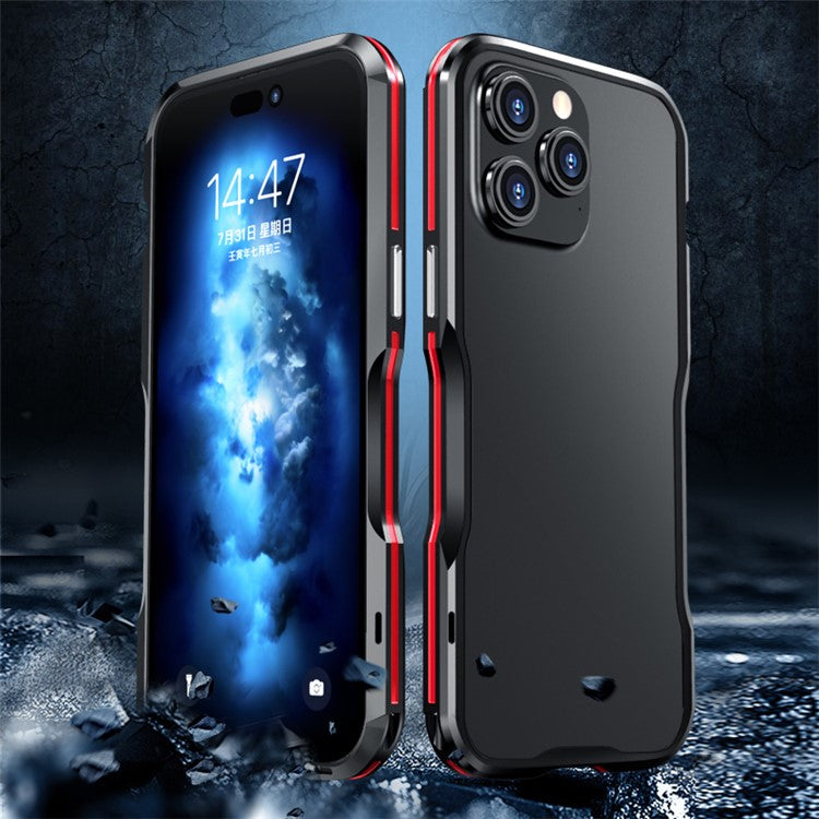 LUPHIE for iPhone 14 Pro 6.1 inch Anti-collision Anti-drop Phone Bumper Case Metal Protective Frame - Blue