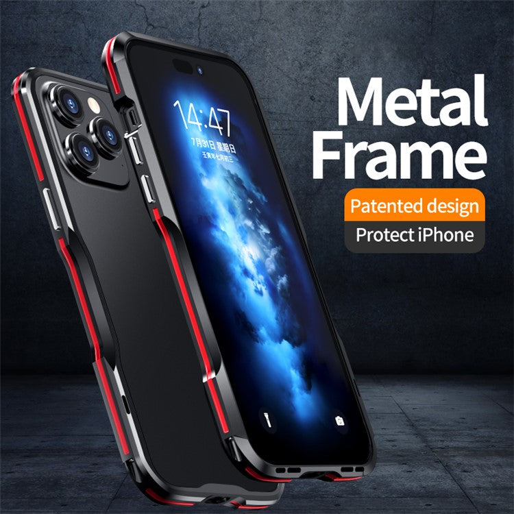 LUPHIE for iPhone 14 Pro 6.1 inch Anti-collision Anti-drop Phone Bumper Case Metal Protective Frame - Blue