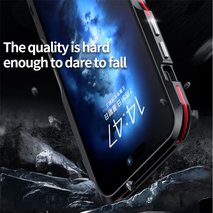 LUPHIE for iPhone 14 Pro 6.1 inch Anti-collision Anti-drop Phone Bumper Case Metal Protective Frame - Blue