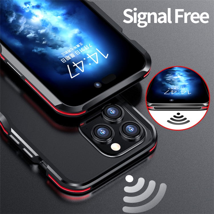 LUPHIE for iPhone 14 Pro 6.1 inch Anti-collision Anti-drop Phone Bumper Case Metal Protective Frame - Blue