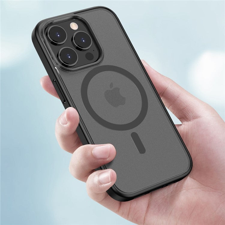 TPU+PC Case for iPhone 14 Plus Anti-Fall Magnetic Cover Shockproof Slim Case - Black