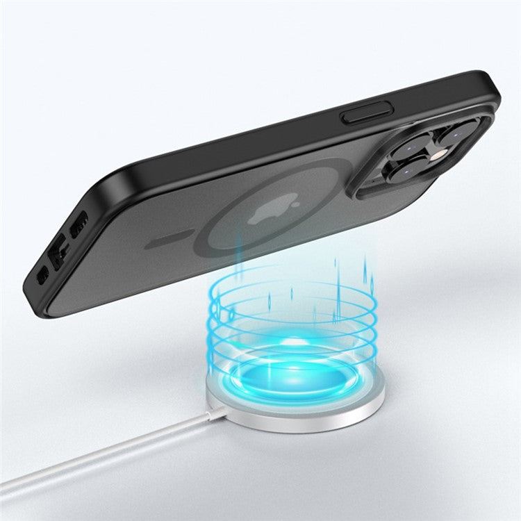TPU+PC Case for iPhone 14 Plus Anti-Fall Magnetic Cover Shockproof Slim Case - Black