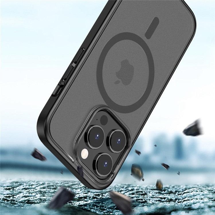 TPU+PC Case for iPhone 14 Plus Anti-Fall Magnetic Cover Shockproof Slim Case - Black