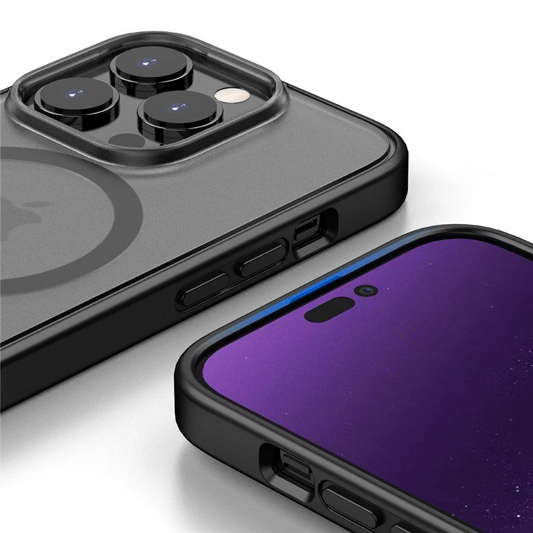 TPU+PC Case for iPhone 14 Plus Anti-Fall Magnetic Cover Shockproof Slim Case - Black
