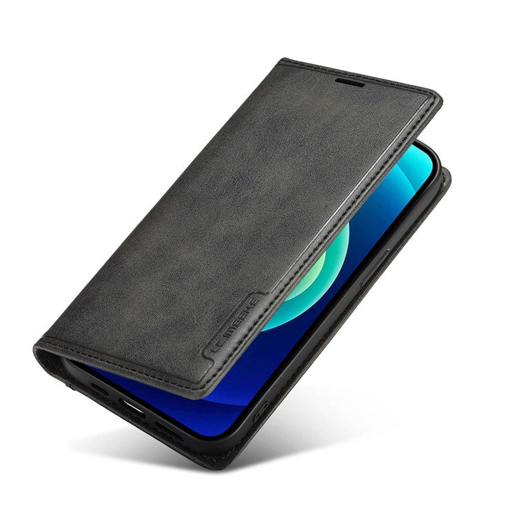 LC.IMEEKE LC-001 Series for iPhone 14 Pro 6.1 inch Color Splicing PU Leather + TPU Phone Case Drop-proof Cover with Card Slots - Black