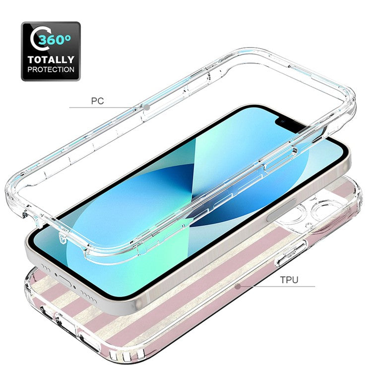 For iPhone 14 6.1 inch / 13 6.1 inch Pattern Printing Clear Phone Case Hybrid PC + TPU Protective Cover - US Flag