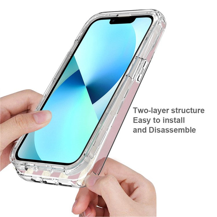 For iPhone 14 6.1 inch / 13 6.1 inch Pattern Printing Clear Phone Case Hybrid PC + TPU Protective Cover - US Flag