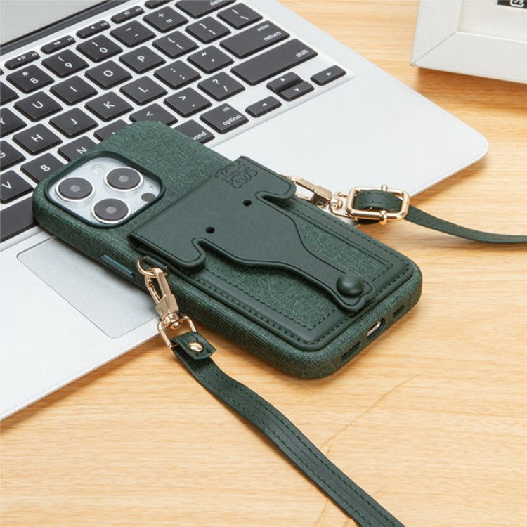 Phone Case with Strap for iPhone 14 Pro 6.1 inch, Shockproof Elephant Shaped Card Holder PU Leather+Liquid Silicone Cell Phone Cover - Blue