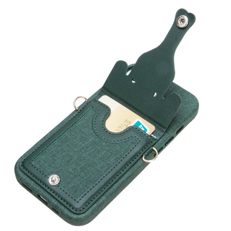 Phone Case with Strap for iPhone 14 Pro 6.1 inch, Shockproof Elephant Shaped Card Holder PU Leather+Liquid Silicone Cell Phone Cover - Blue