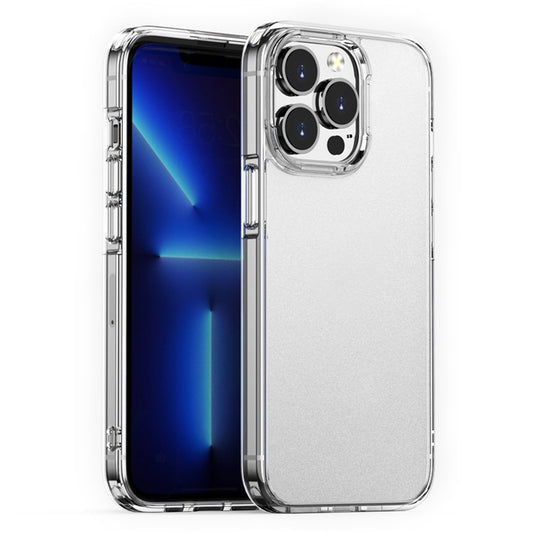 For iPhone 14 Plus Anti-Fall Phone Case PC+TPU Hybrid Matte Translucent Shell Shockproof Phone Cover - Transparent