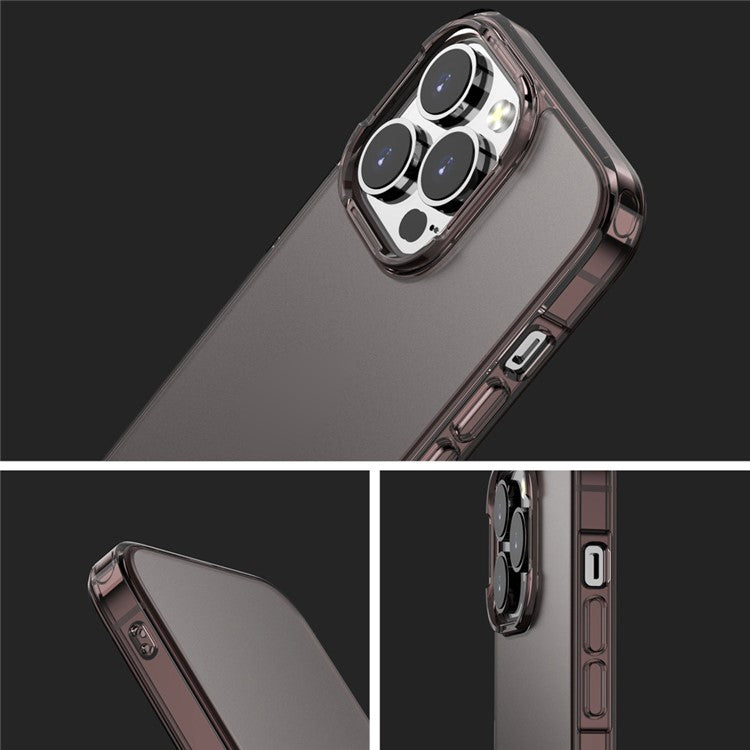 For iPhone 14 Plus Anti-Fall Phone Case PC+TPU Hybrid Matte Translucent Shell Shockproof Phone Cover - Transparent