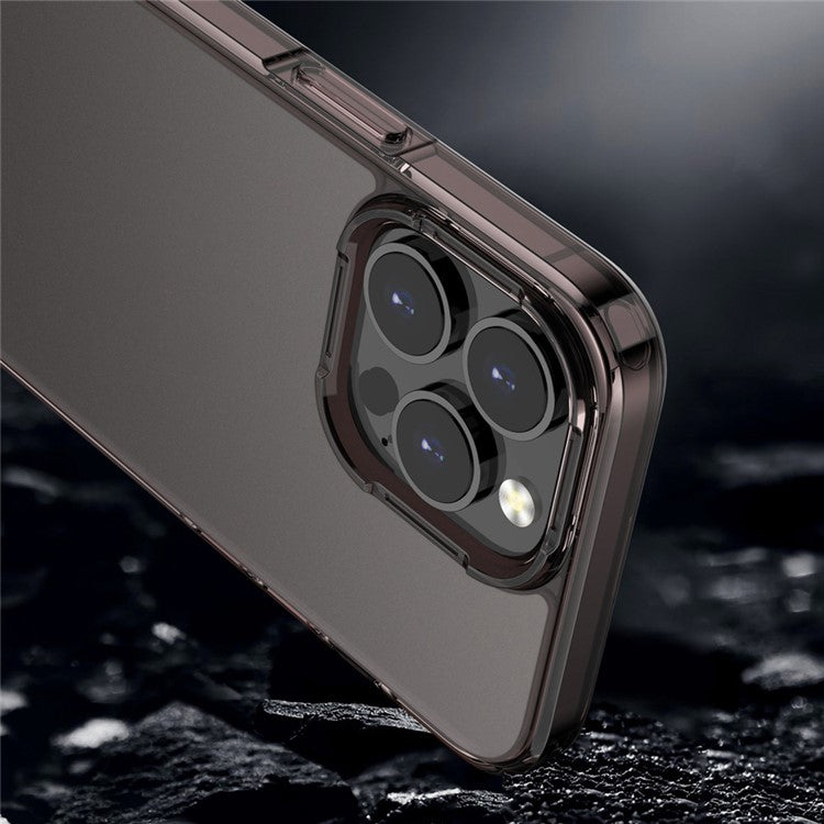 For iPhone 14 Plus Anti-Fall Phone Case PC+TPU Hybrid Matte Translucent Shell Shockproof Phone Cover - Transparent