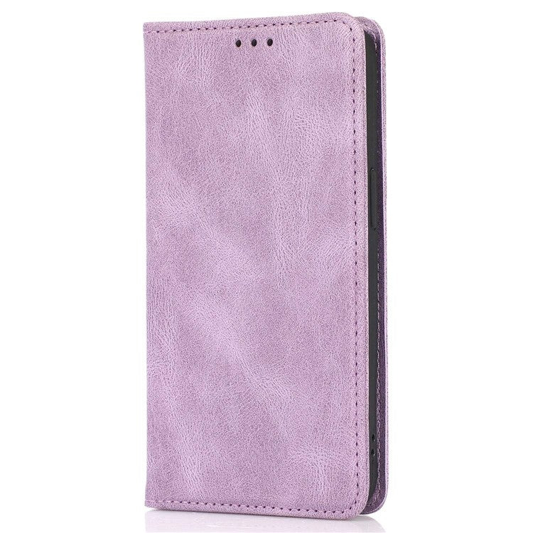 For iPhone 14 Plus Anti-Drop Phone Case Magnetic Closure PU Leather Cover Scratch Resistant Wallet Stand Shell - Purple