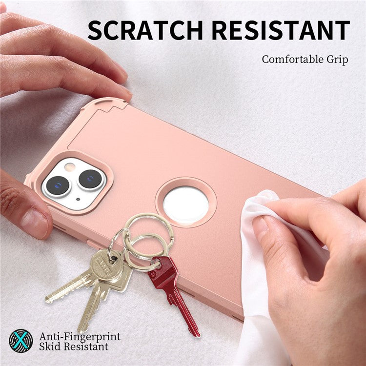 For iPhone 14 6.1 inch 3-in-1 Impact Resistant Silicone + PC Hybrid Cover Thicken Corners Design Mobile Phone Back Case - Rose Gold