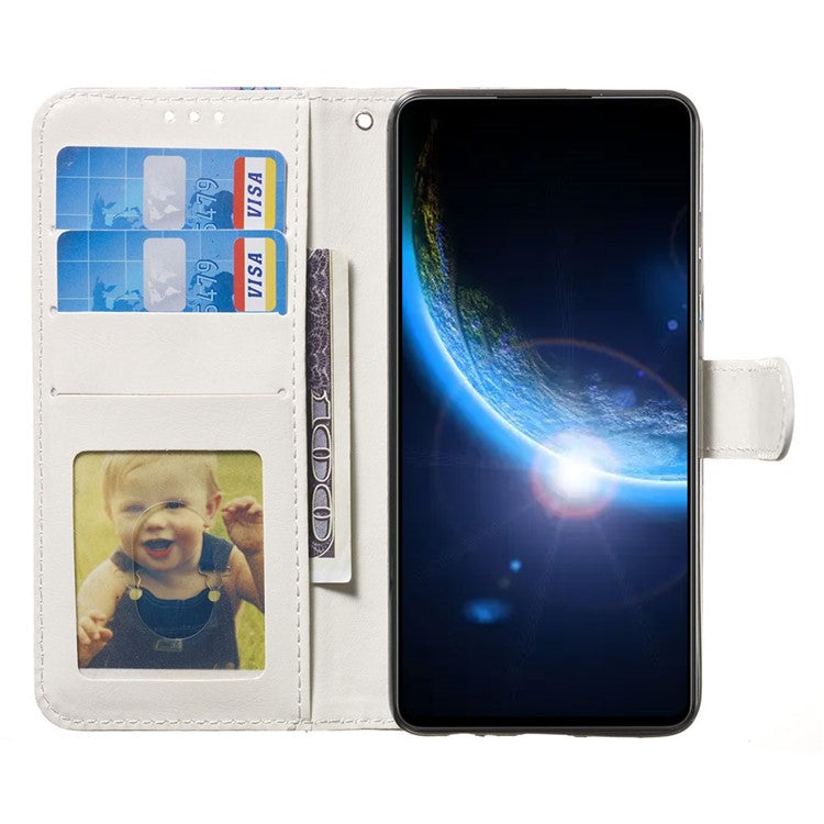 Pattern Embossed Phone Case for iPhone 14 6.1 inch, PU Leather TPU Wallet Stand Shockproof Cover with Hand Strap - Panda