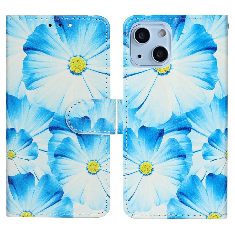For iPhone 14 6.1 inch Pattern Printing Magnetic Clasp Phone Cover PU Leather Wallet Stand Case - Orchid