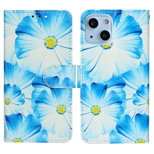For iPhone 14 6.1 inch Pattern Printing Magnetic Clasp Phone Cover PU Leather Wallet Stand Case - Orchid