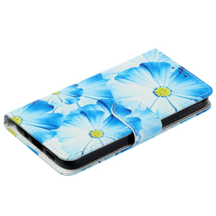 For iPhone 14 6.1 inch Pattern Printing Magnetic Clasp Phone Cover PU Leather Wallet Stand Case - Orchid