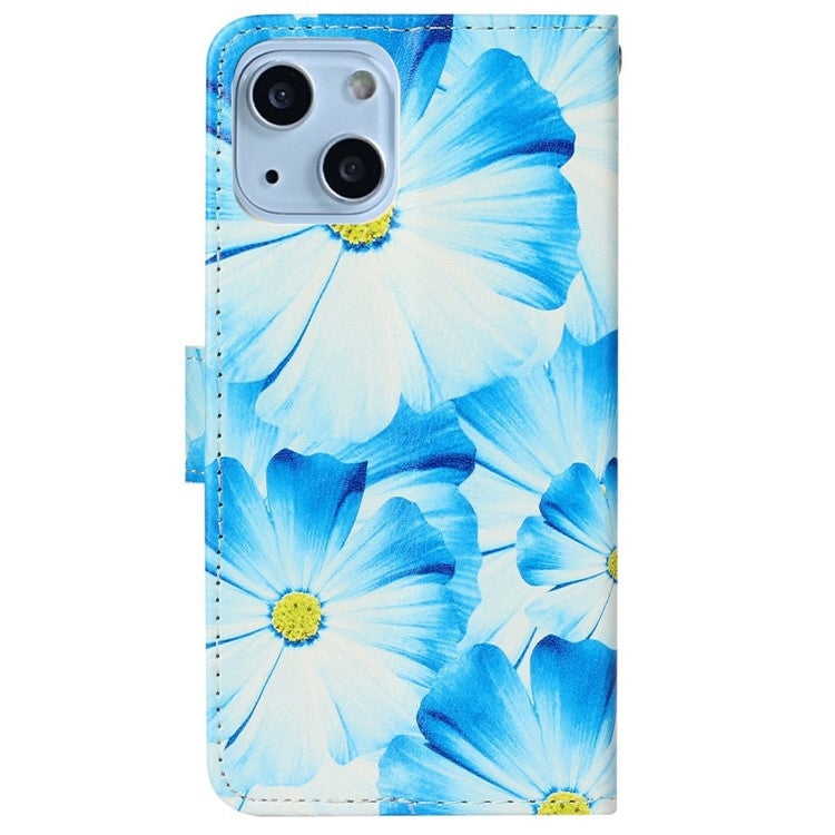 For iPhone 14 6.1 inch Pattern Printing Magnetic Clasp Phone Cover PU Leather Wallet Stand Case - Orchid