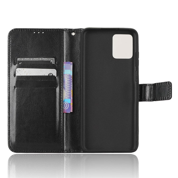 Crazy Horse Texture PU Leather Case for Motorola Moto G32 4G, Full Protection Phone Stand Wallet Cover - Black