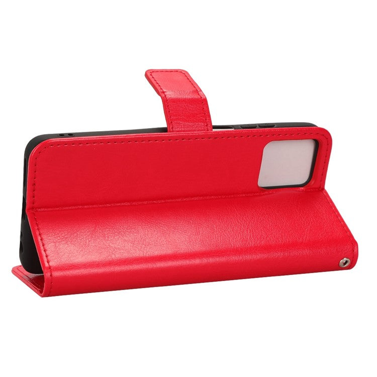 Crazy Horse Texture PU Leather Case for Motorola Moto G32 4G, Full Protection Phone Stand Wallet Cover - Red