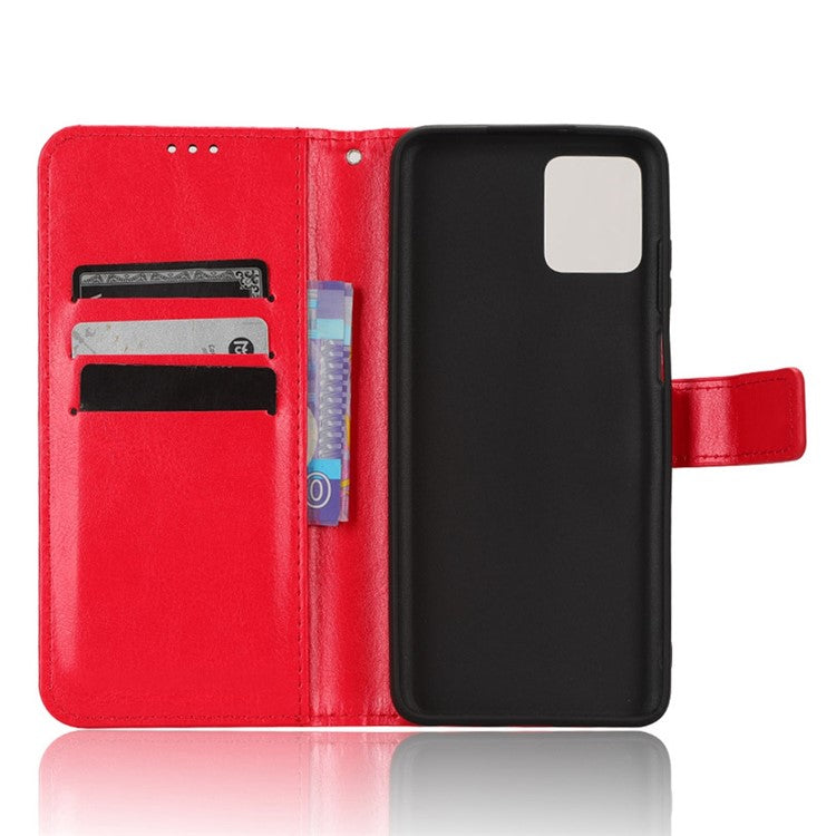 Crazy Horse Texture PU Leather Case for Motorola Moto G32 4G, Full Protection Phone Stand Wallet Cover - Red