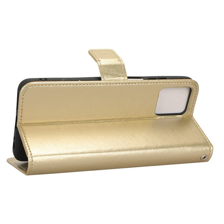 Crazy Horse Texture PU Leather Case for Motorola Moto G32 4G, Full Protection Phone Stand Wallet Cover - Gold