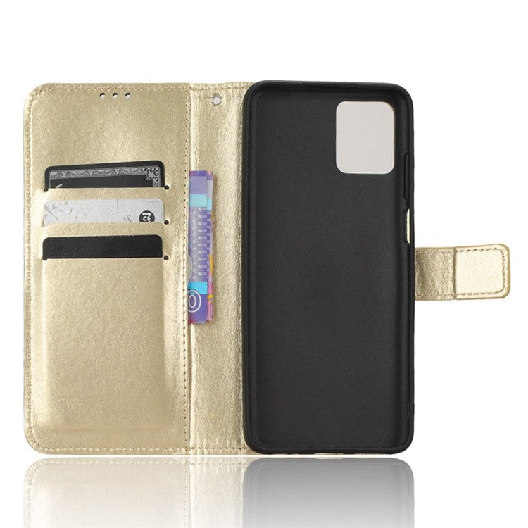 Crazy Horse Texture PU Leather Case for Motorola Moto G32 4G, Full Protection Phone Stand Wallet Cover - Gold