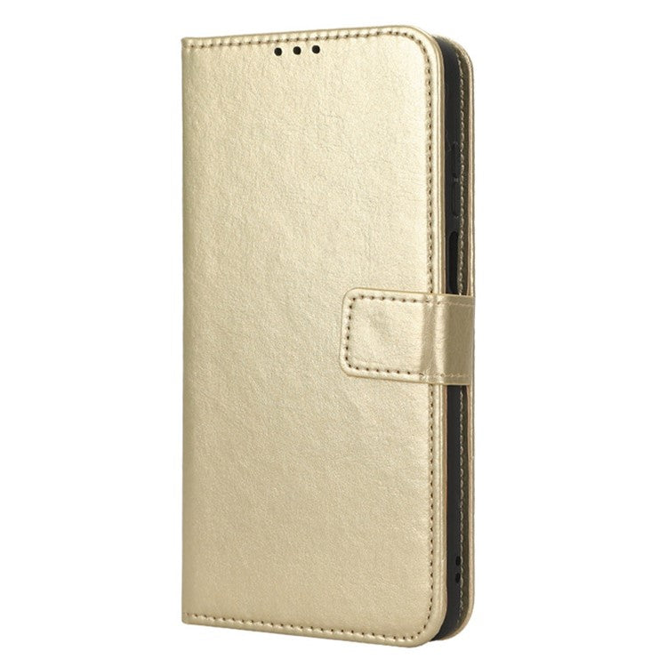 Crazy Horse Texture PU Leather Case for Motorola Moto G32 4G, Full Protection Phone Stand Wallet Cover - Gold