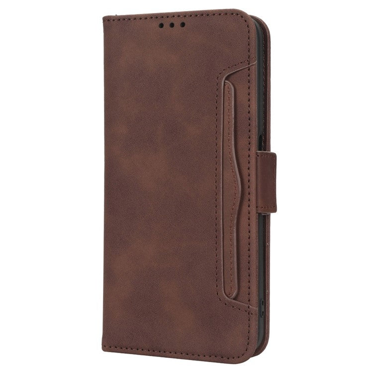 Anti-scratch Phone Cover For Oppo A57 4G / A57s 4G / A57 (CPH2387) (Taiwan Version) PU Leather Phone Flip Wallet Case with Multiple Card Slots - Brown