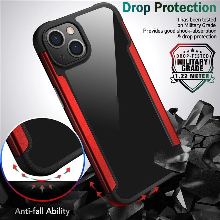 For iPhone 14 Plus Protective Case PC+TPU+Metal Hybrid Anti-Fall Phone Protector - Green