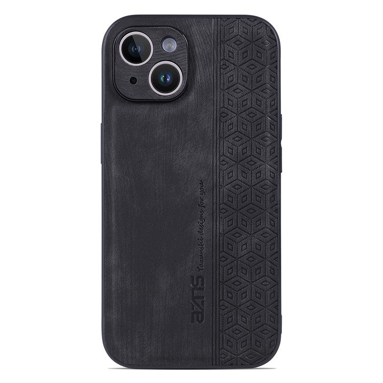 AZNS For iPhone 14 6.1 inch Ultra Slim Phone Case Scratch-resistant PU Leather Coated TPU Well-protected Mobile Phone Cover - Black
