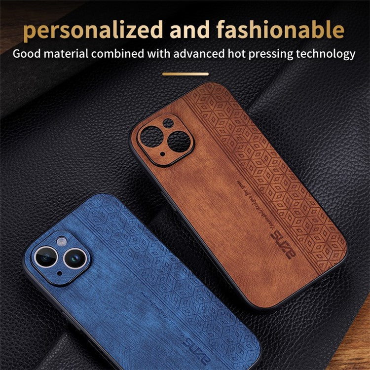 AZNS For iPhone 14 6.1 inch Ultra Slim Phone Case Scratch-resistant PU Leather Coated TPU Well-protected Mobile Phone Cover - Black