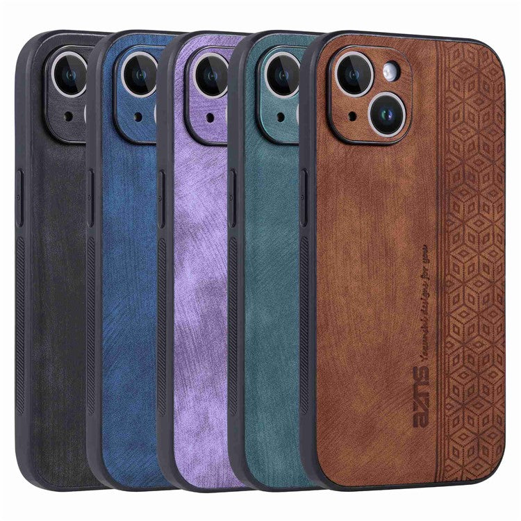 AZNS For iPhone 14 6.1 inch Ultra Slim Phone Case Scratch-resistant PU Leather Coated TPU Well-protected Mobile Phone Cover - Black