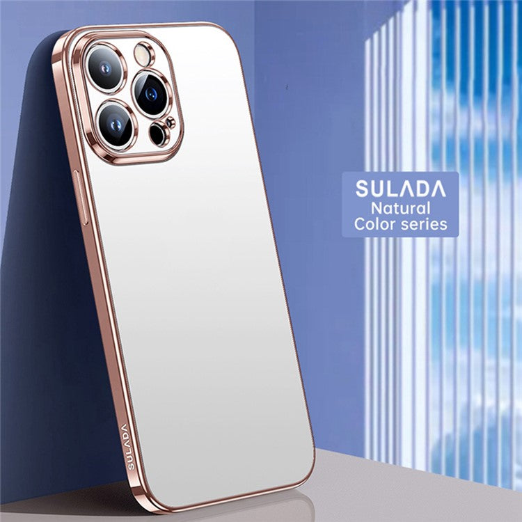 SULADA Nature Series Matte Phone Case For iPhone 14 Pro Max 6.7 inch, Ultra Slim Electroplating Soft TPU Back Cover Support Wireless Charging - Pink