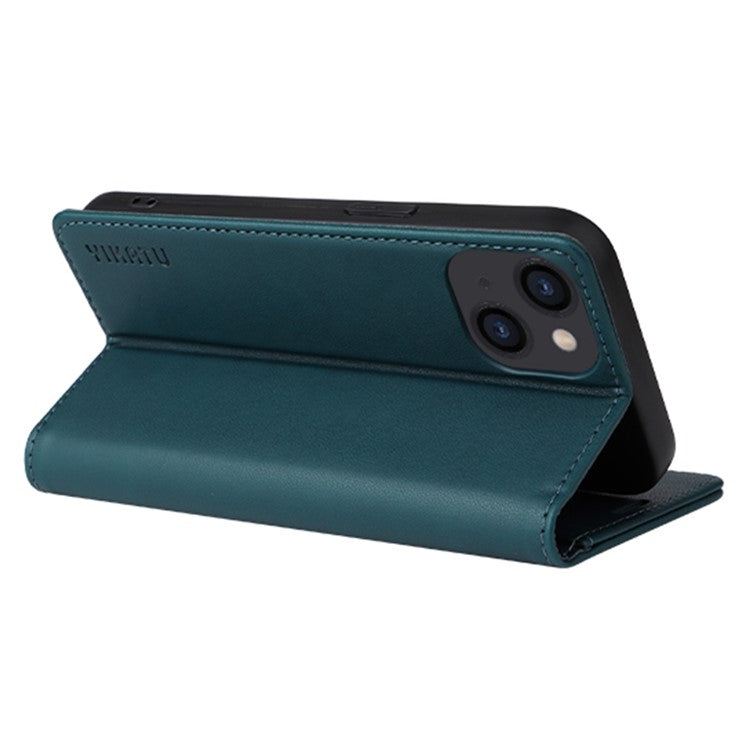 YIKATU Phone Cover For iPhone 14 Plus, YK- 001 Anti-scratch Phone Case Magnetic Auto-absorbed PU Leather Flip Wallet Stand - Green