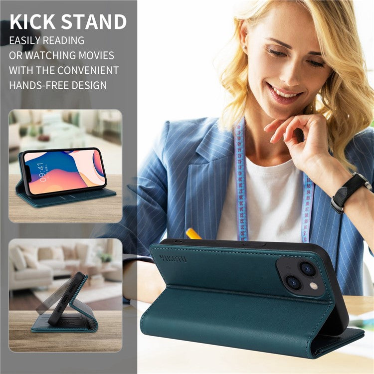 YIKATU Phone Cover For iPhone 14 Plus, YK- 001 Anti-scratch Phone Case Magnetic Auto-absorbed PU Leather Flip Wallet Stand - Green