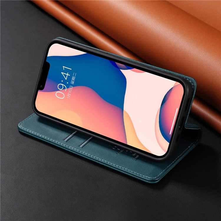 YIKATU Phone Cover For iPhone 14 Plus, YK- 001 Anti-scratch Phone Case Magnetic Auto-absorbed PU Leather Flip Wallet Stand - Green