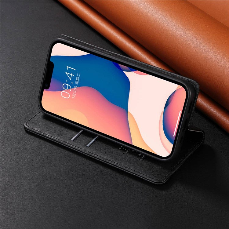 YIKATU Shockproof Phone Cover For iPhone 14 6.1 inch, YK- 001 PU Leather Flip Wallet Case Stand Magnetic Auto-absorbed Phone Shell - Black
