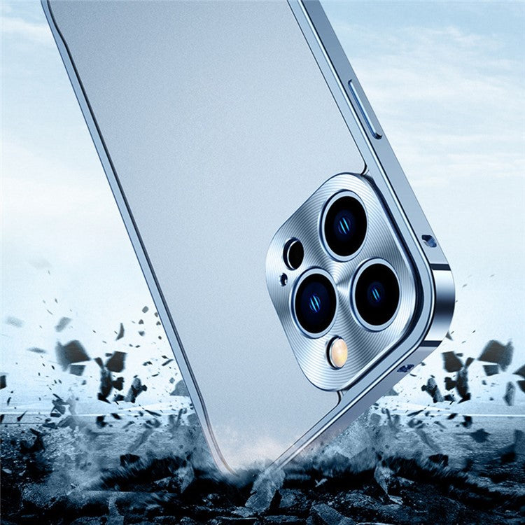 Phone Case for iPhone 14 Pro Max 6.7 inch Protective Phone Cover Anti-Scratch PC+Metal Phone Case with Metal Lock - Blue