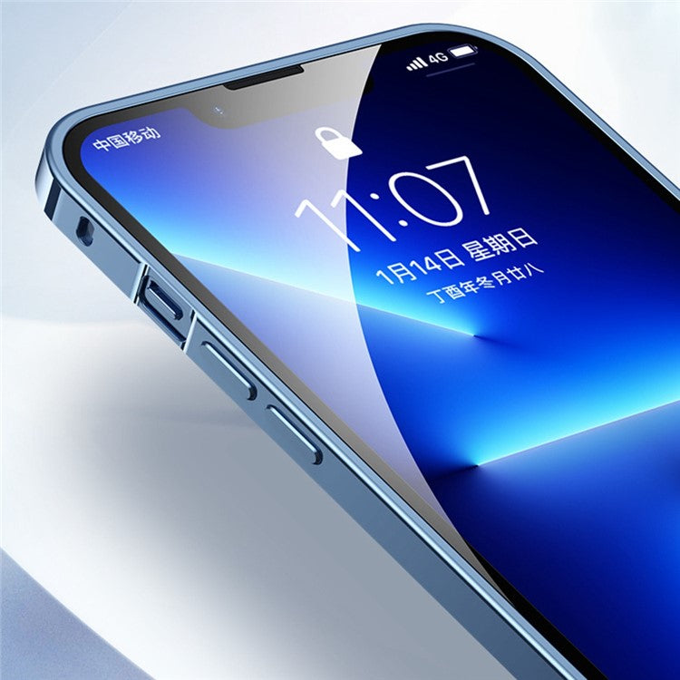 Phone Case for iPhone 14 Pro Max 6.7 inch Protective Phone Cover Anti-Scratch PC+Metal Phone Case with Metal Lock - Blue