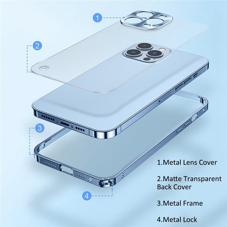 Shockproof Case for iPhone 14 Plus PC+Metal Slim Phone Case Anti-Scratch Phone Cover with Metal Lock - Gold