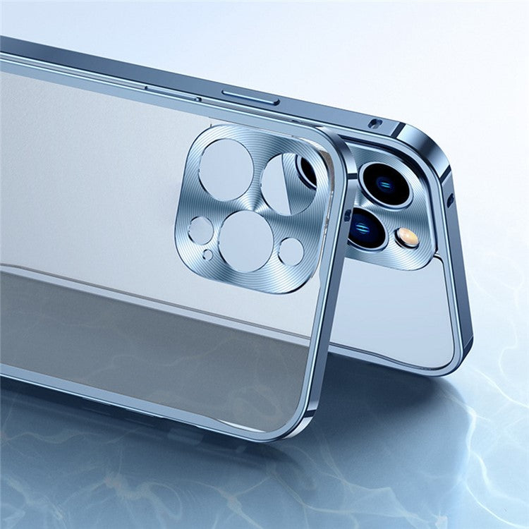 Shockproof Case for iPhone 14 Plus PC+Metal Slim Phone Case Anti-Scratch Phone Cover with Metal Lock - Gold