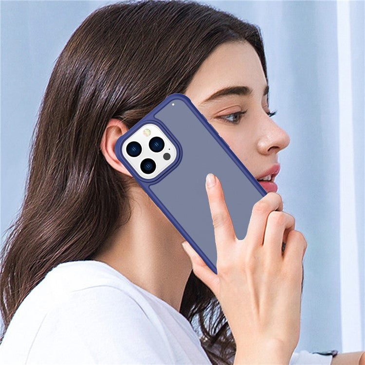 GW20 For iPhone 14 Pro Case Shockproof TPU+PC Matte Phone Cover - Dark Blue