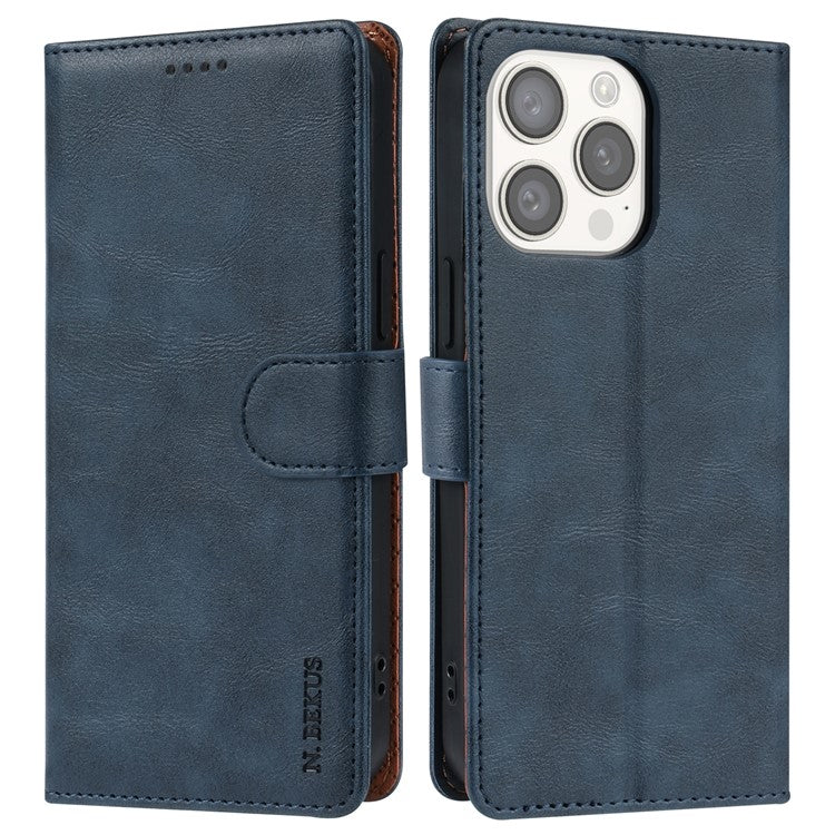 N.BEKUS CSJ-001 For iPhone 14 Pro Max Case PU Leather Magnetic Clasp Shockproof  Cover - Blue
