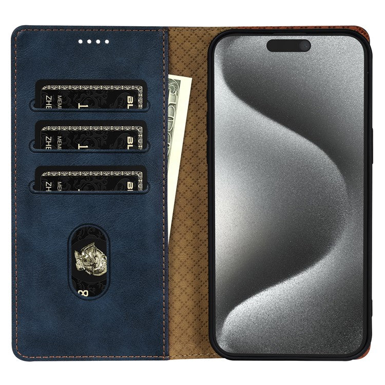 N.BEKUS CSJ-001 For iPhone 14 Pro Max Case PU Leather Magnetic Clasp Shockproof  Cover - Blue