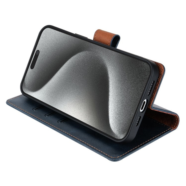 N.BEKUS CSJ-001 For iPhone 14 Pro Max Case PU Leather Magnetic Clasp Shockproof  Cover - Blue