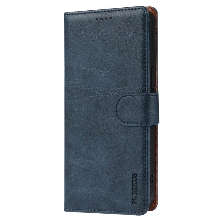 N.BEKUS CSJ-001 For iPhone 14 Pro Max Case PU Leather Magnetic Clasp Shockproof  Cover - Blue