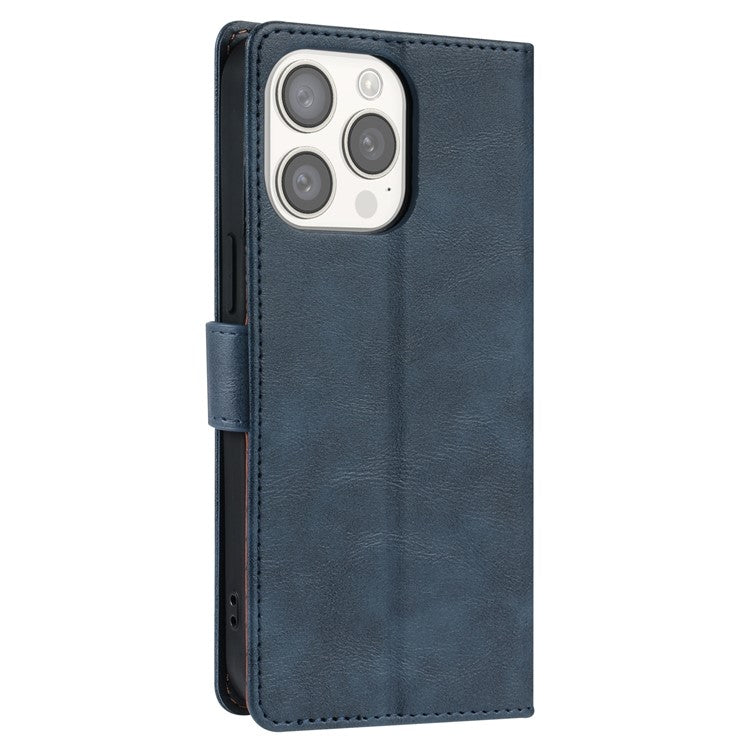 N.BEKUS CSJ-001 For iPhone 14 Pro Max Case PU Leather Magnetic Clasp Shockproof  Cover - Blue