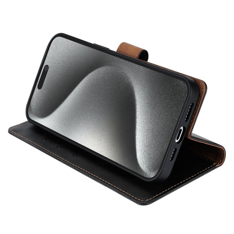 N.BEKUS CSJ-001 For iPhone 14 Pro Max Case PU Leather Magnetic Clasp Shockproof  Cover - Black